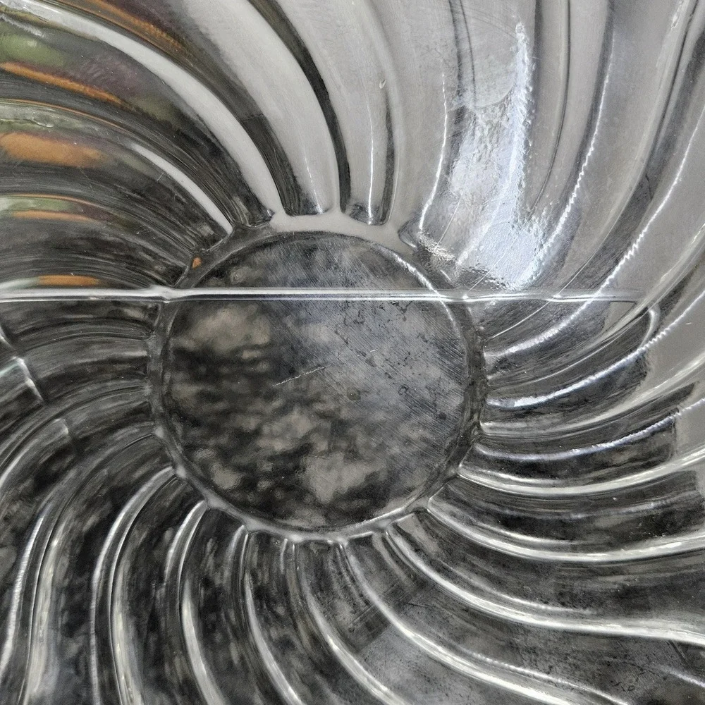 Vintage‎ clear glass swirl serving plate